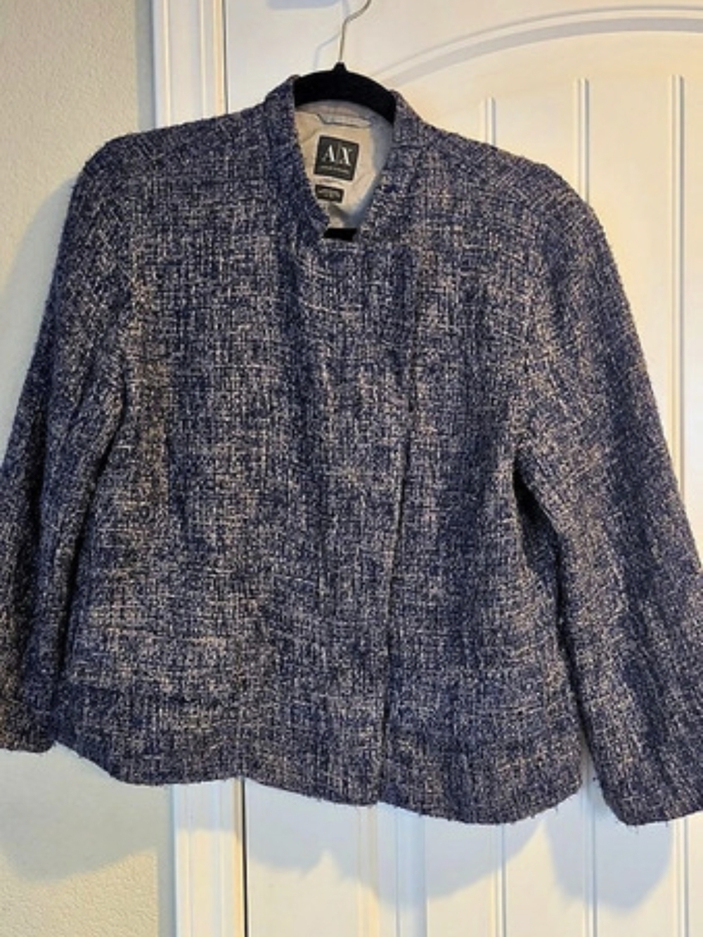 Armani Exchange Blue Tweed Blazer